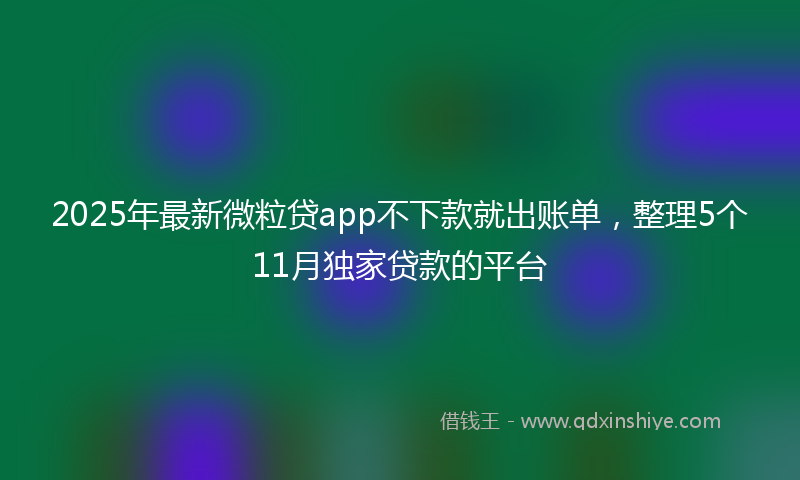 2025年最新微粒贷app不下款就出账单，整理5个11月独家贷款的平台