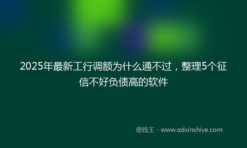 2025年最新工行调额为什么通不过，整理5个征信不好负债高的软件