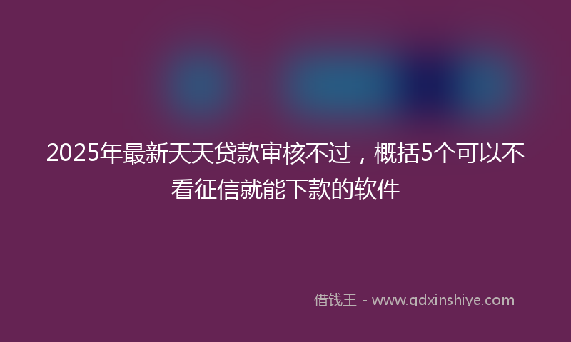 2025年最新天天贷款审核不过，概括5个可以不看征信就能下款的软件