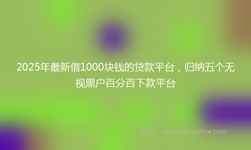 2025年最新借1000块钱的贷款平台，归纳五个无视黑户百分百下款平台