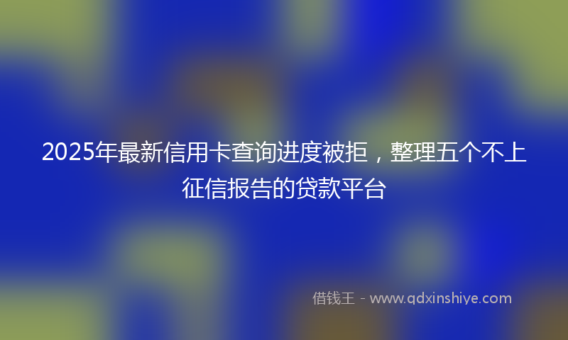 2025年最新信用卡查询进度被拒，整理五个不上征信报告的贷款平台