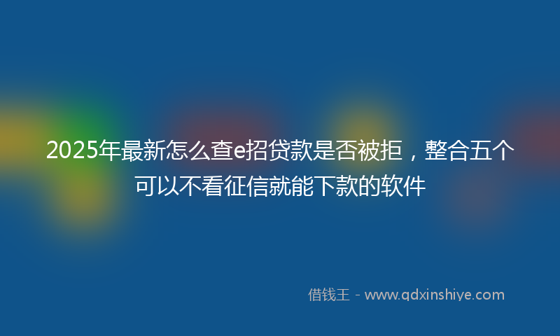 2025年最新怎么查e招贷款是否被拒，整合五个可以不看征信就能下款的软件