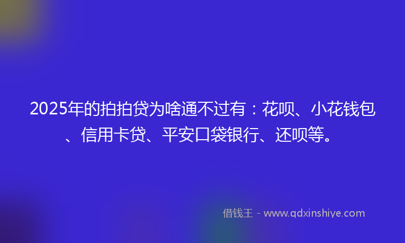 2025年的拍拍贷为啥通不过有：花呗、小花钱包、信用卡贷、平安口袋银行、还呗等。
