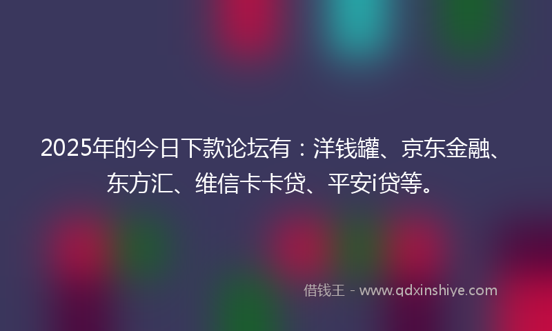 2025年的今日下款论坛有：洋钱罐、京东金融、东方汇、维信卡卡贷、平安i贷等。