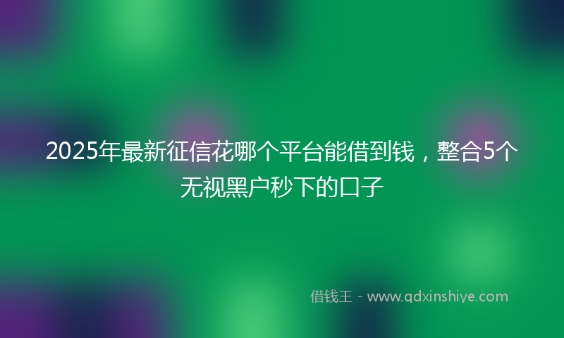 2025年最新征信花哪个平台能借到钱，整合5个无视黑户秒下的口子