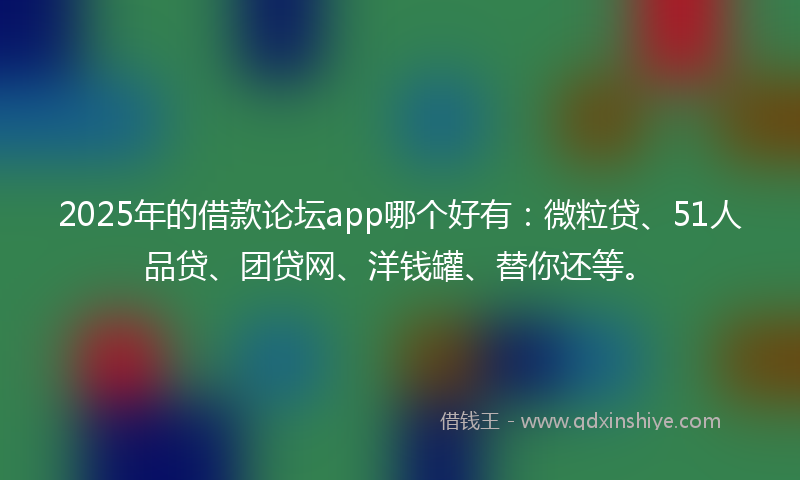 2025年的借款论坛app哪个好有：微粒贷、51人品贷、团贷网、洋钱罐、替你还等。