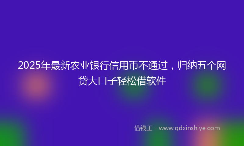 2025年最新农业银行信用币不通过，归纳五个网贷大口子轻松借软件