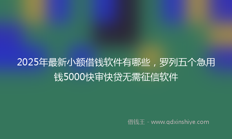 2025年最新小额借钱软件有哪些，罗列五个急用钱5000快审快贷无需征信软件