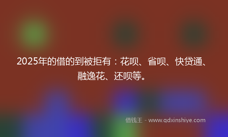 2025年的借的到被拒有：花呗、省呗、快贷通、融逸花、还呗等。