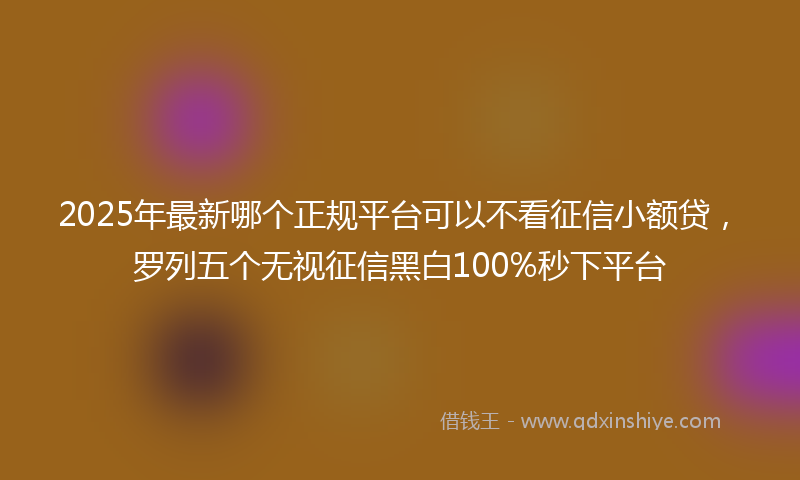 2025年最新哪个正规平台可以不看征信小额贷，罗列五个无视征信黑白100%秒下平台
