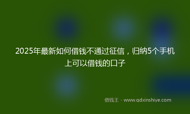 2025年最新如何借钱不通过征信，归纳5个手机上可以借钱的口子