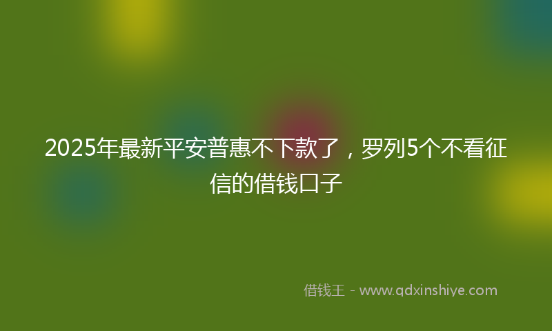 2025年最新平安普惠不下款了，罗列5个不看征信的借钱口子