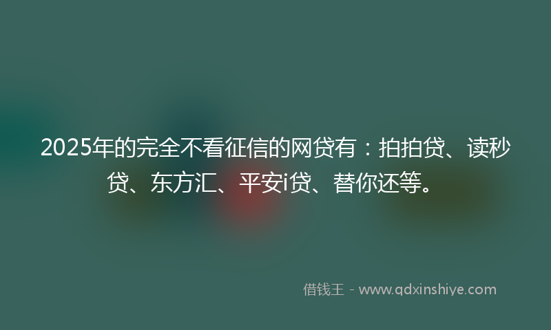 2025年的完全不看征信的网贷有：拍拍贷、读秒贷、东方汇、平安i贷、替你还等。