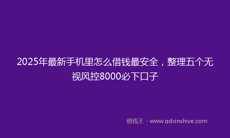 2025年最新手机里怎么借钱最安全，整理五个无视风控8000必下口子