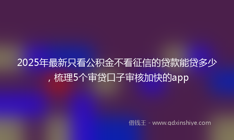 2025年最新只看公积金不看征信的贷款能贷多少，梳理5个审贷口子审核加快的app