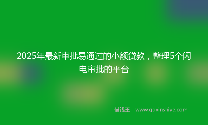 2025年最新审批易通过的小额贷款，整理5个闪电审批的平台