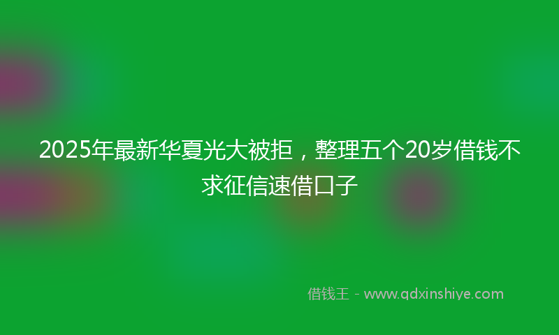 2025年最新华夏光大被拒，整理五个20岁借钱不求征信速借口子