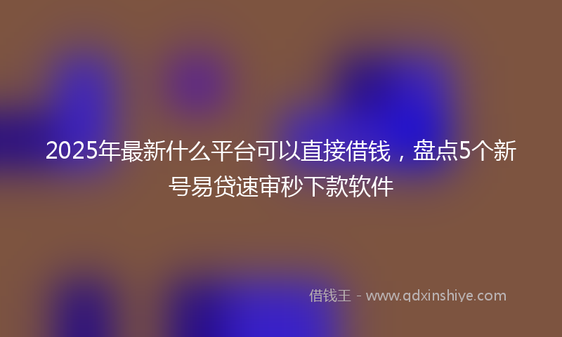 2025年最新什么平台可以直接借钱，盘点5个新号易贷速审秒下款软件