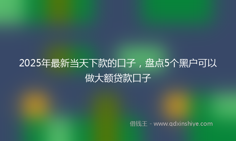 2025年最新当天下款的口子，盘点5个黑户可以做大额贷款口子