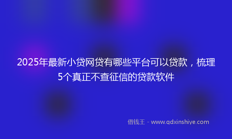 2025年最新小贷网贷有哪些平台可以贷款，梳理5个真正不查征信的贷款软件