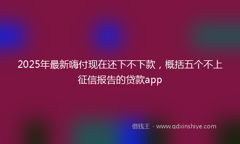 2025年最新嗨付现在还下不下款，概括五个不上征信报告的贷款app
