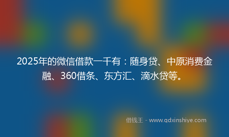 2025年的微信借款一千有：随身贷、中原消费金融、360借条、东方汇、滴水贷等。