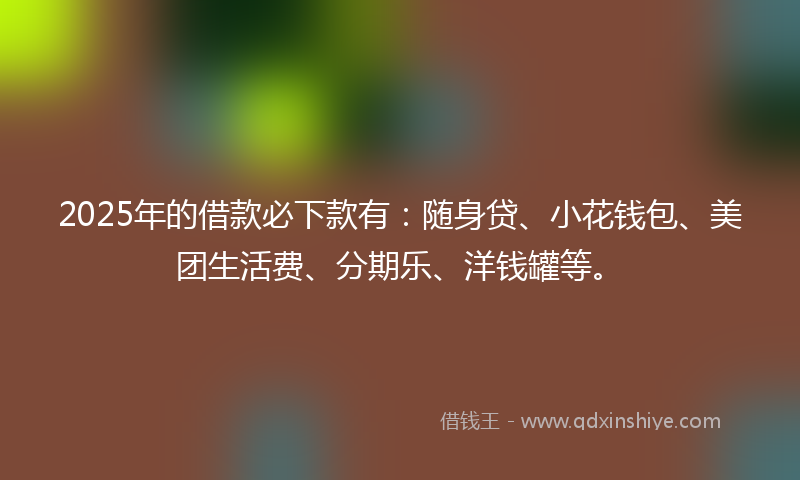 2025年的借款必下款有：随身贷、小花钱包、美团生活费、分期乐、洋钱罐等。