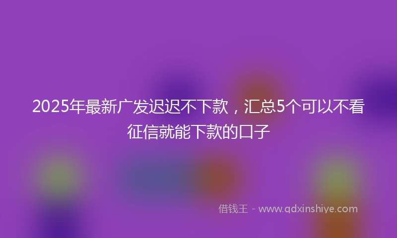 2025年最新广发迟迟不下款，汇总5个可以不看征信就能下款的口子