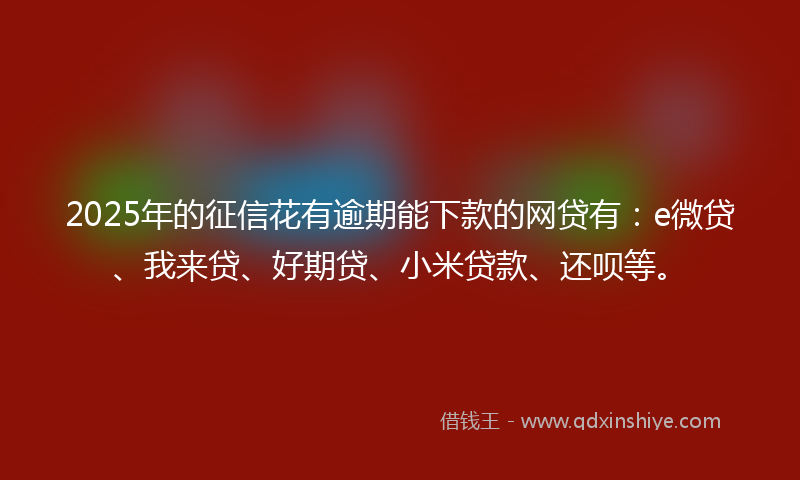 2025年的征信花有逾期能下款的网贷有：e微贷、我来贷、好期贷、小米贷款、还呗等。