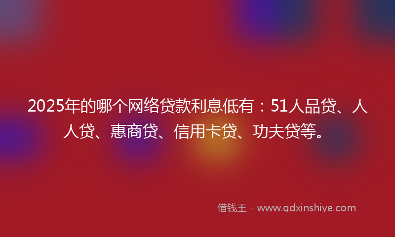 2025年的哪个网络贷款利息低有：51人品贷、人人贷、惠商贷、信用卡贷、功夫贷等。
