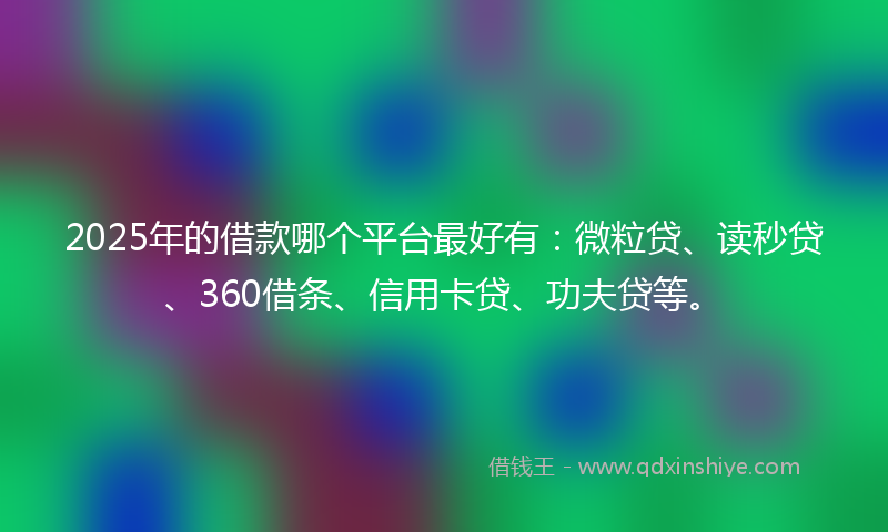 2025年的借款哪个平台最好有：微粒贷、读秒贷、360借条、信用卡贷、功夫贷等。