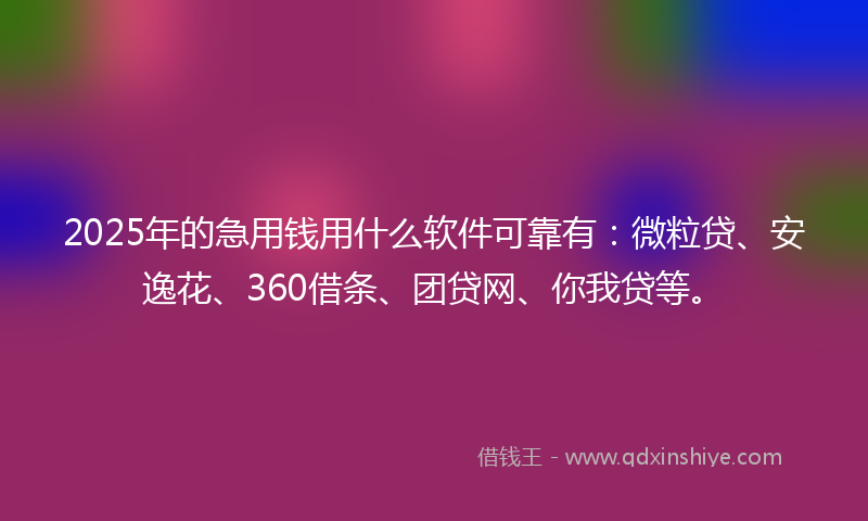 2025年的急用钱用什么软件可靠有：微粒贷、安逸花、360借条、团贷网、你我贷等。