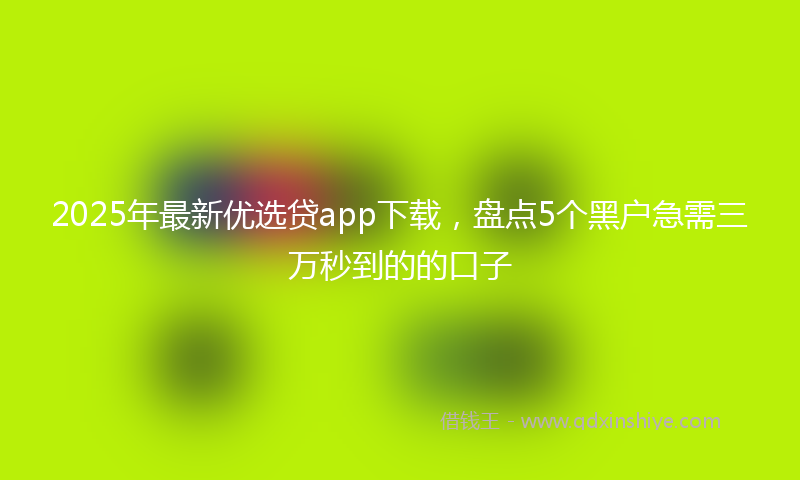 2025年最新优选贷app下载，盘点5个黑户急需三万秒到的的口子