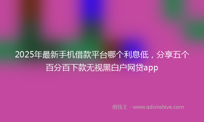 2025年最新手机借款平台哪个利息低，分享五个百分百下款无视黑白户网贷app