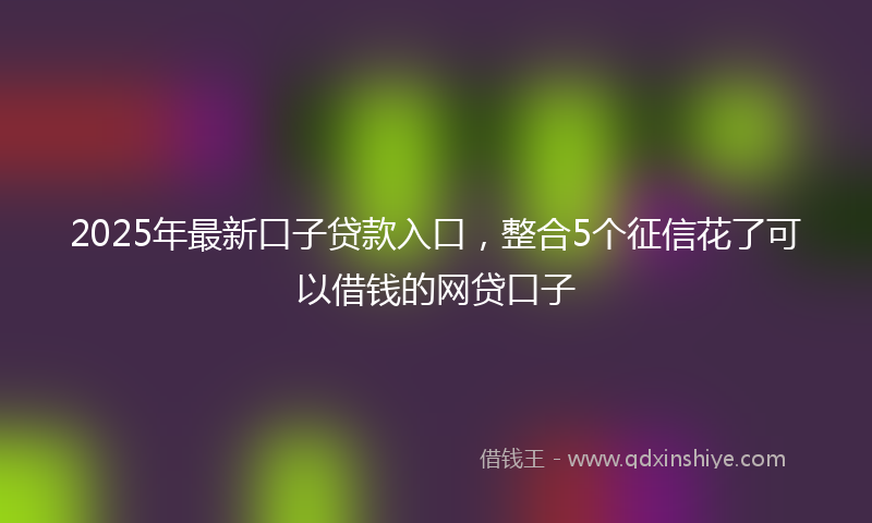 2025年最新口子贷款入口，整合5个征信花了可以借钱的网贷口子