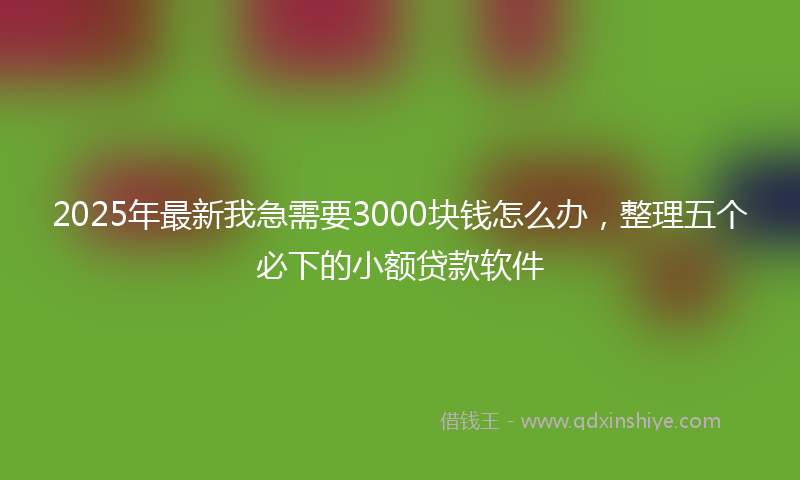 2025年最新我急需要3000块钱怎么办，整理五个必下的小额贷款软件