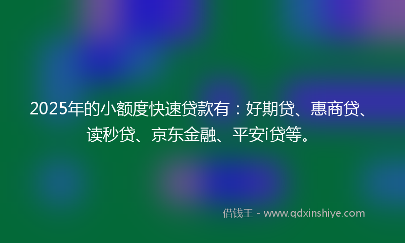 2025年的小额度快速贷款有：好期贷、惠商贷、读秒贷、京东金融、平安i贷等。