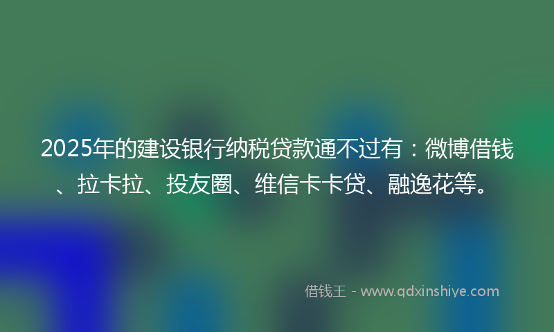 2025年的建设银行纳税贷款通不过有：微博借钱、拉卡拉、投友圈、维信卡卡贷、融逸花等。