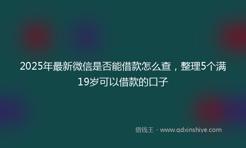 2025年最新微信是否能借款怎么查，整理5个满19岁可以借款的口子