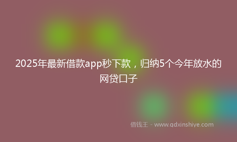 2025年最新借款app秒下款，归纳5个今年放水的网贷口子