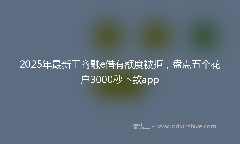 2025年最新工商融e借有额度被拒，盘点五个花户3000秒下款app
