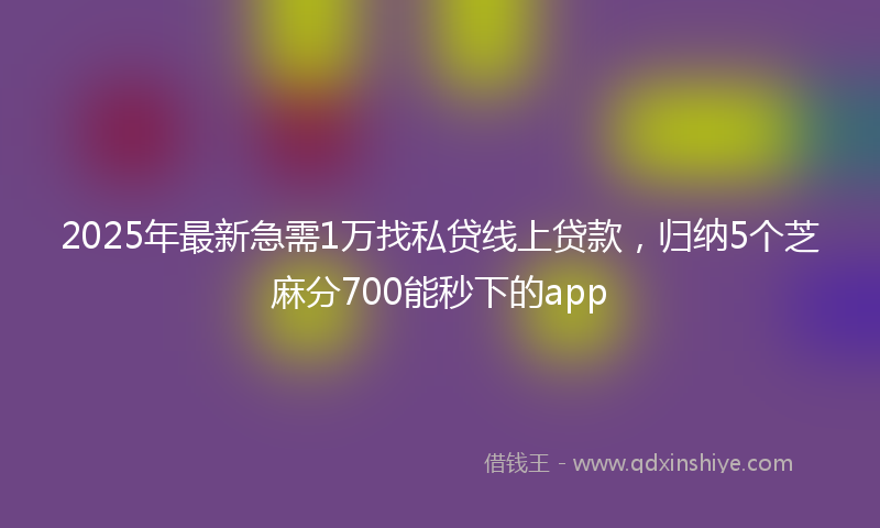 2025年最新急需1万找私贷线上贷款，归纳5个芝麻分700能秒下的app