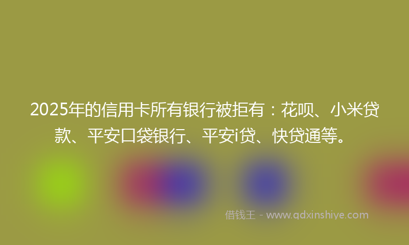 2025年的信用卡所有银行被拒有：花呗、小米贷款、平安口袋银行、平安i贷、快贷通等。
