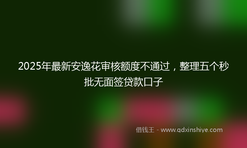2025年最新安逸花审核额度不通过，整理五个秒批无面签贷款口子