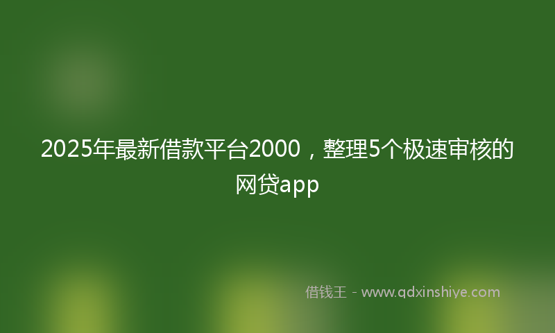 2025年最新借款平台2000，整理5个极速审核的网贷app
