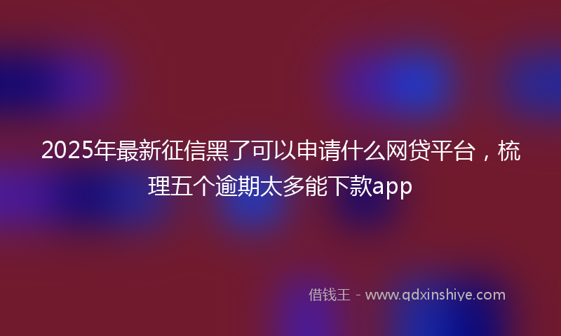 2025年最新征信黑了可以申请什么网贷平台，梳理五个逾期太多能下款app