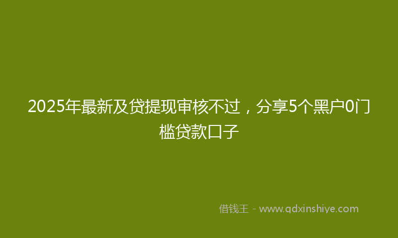 2025年最新及贷提现审核不过，分享5个黑户0门槛贷款口子