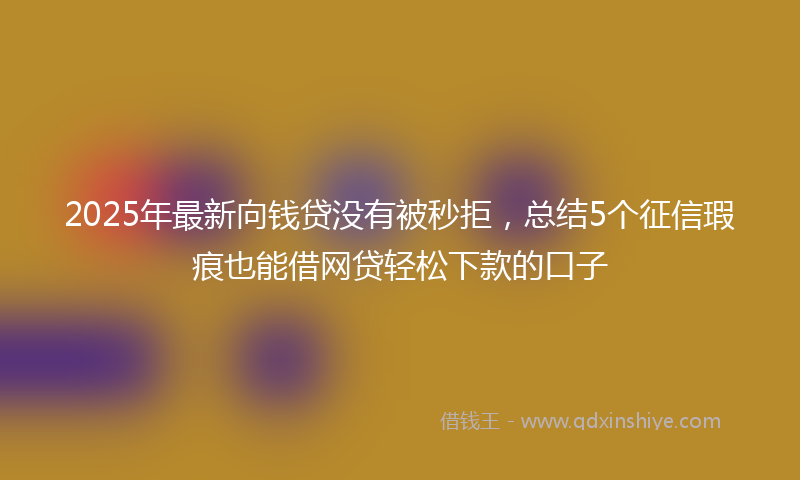 2025年最新向钱贷没有被秒拒，总结5个征信瑕疵也能借网贷轻松下款的口子
