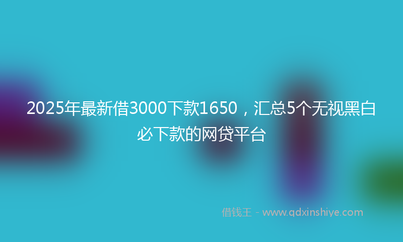 2025年最新借3000下款1650，汇总5个无视黑白必下款的网贷平台