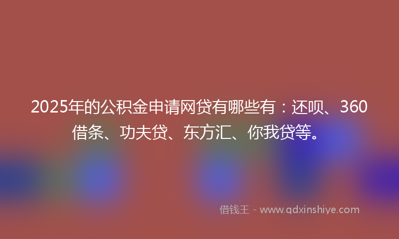 2025年的公积金申请网贷有哪些有：还呗、360借条、功夫贷、东方汇、你我贷等。